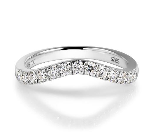 S925 Round-Cut Moissanite Ring V Band With 13 Gems【7#7】