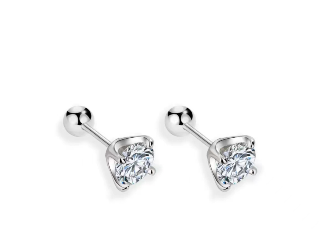 S925 Simplicity Four Claws Moissanite Earrings 0.3CT&0.5CT*2 Collection 【3#5】