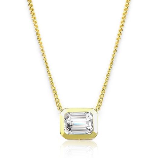 S925 Emerald-Cut Moissanite Pendant 3CT Gold Plated 【3.2#2】