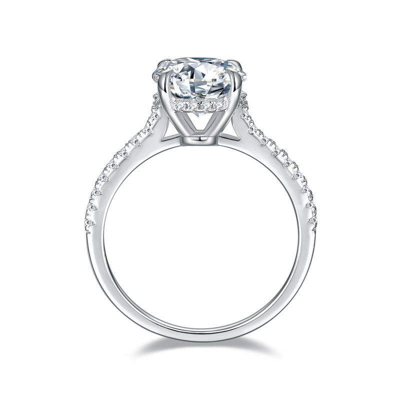 S925 Round-Cut Full Moissanite (Even Side Stones) Ring 3CT 【6#17】