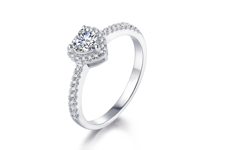 S925 Heart-Cut Moissanite Plating Ring 【1#13】