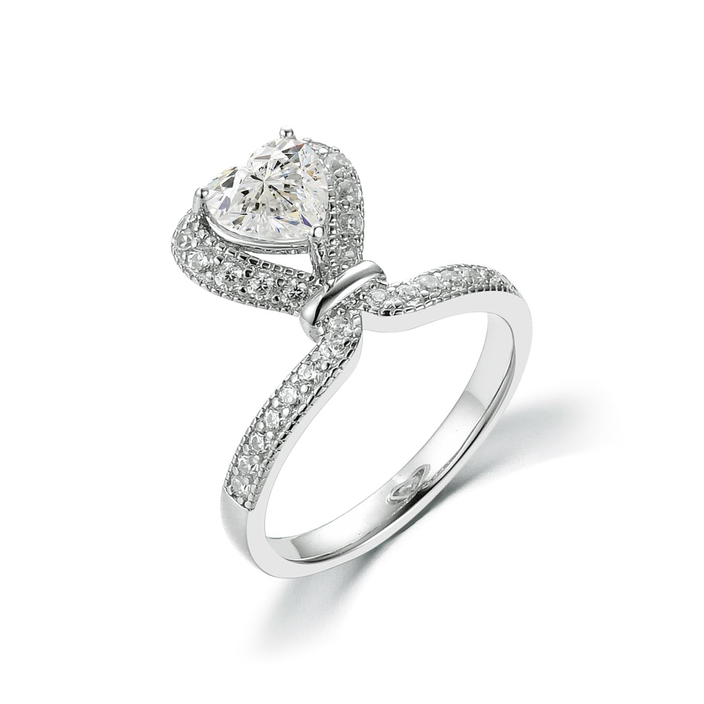 S925 Heart-Cut Moissanite Plating Ring 1CT 【2#10】