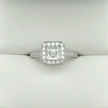 S925 Princess-Cut Moissanite Ring 1CT 【3.2#10】