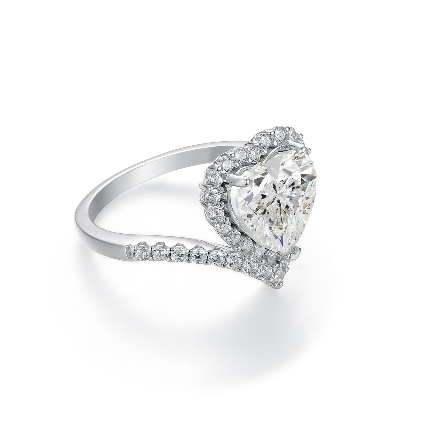 S925 Heart-Cut Moissanite Plating Ring 3CT 【2#9】