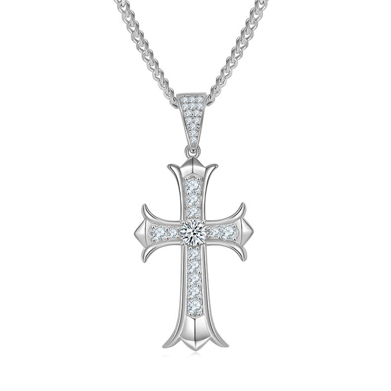 S925 Moissanite Plating Vintage Cross Necklace Hip-Hop 【N1#4】