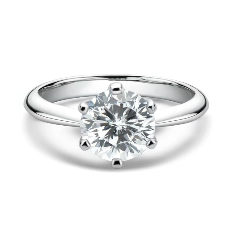 S925 Round-Cut Classical 6 Claws 1-8CT Moissanite Plating Ring 【1#14】