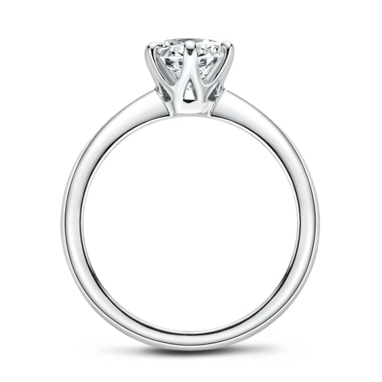 S925 Round-Cut Classical 6 Claws 1-8CT Moissanite Plating Ring 【1#14】