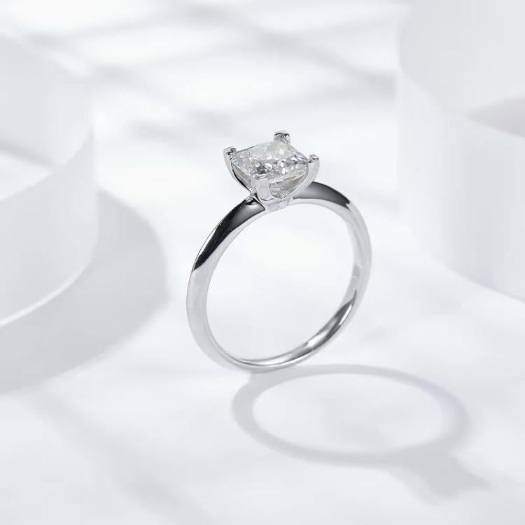 S925 Princess-Cut Solitaire Moissanite Ring 【6#36】