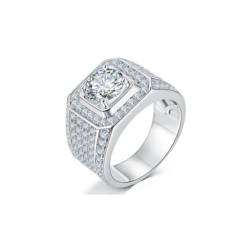 S925 Full Moissanite Ring (Man Ring) 【6.2#18】