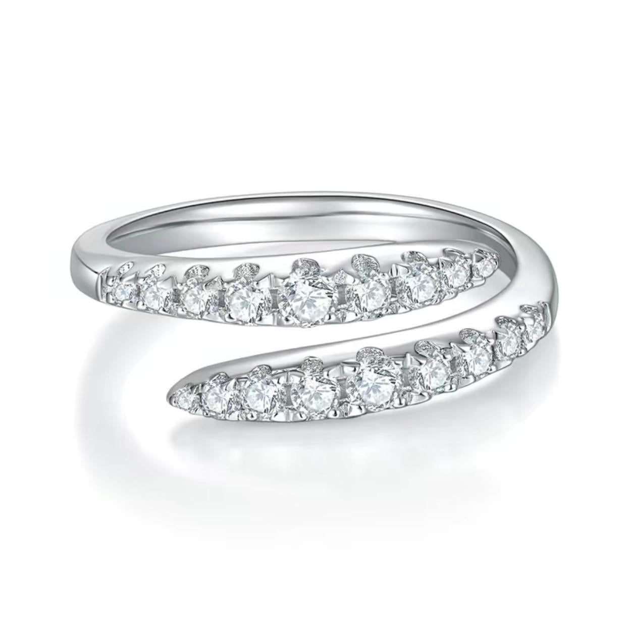 S925 Round-Cut Full Moissanite Ring With "Snake" Design【6#7】