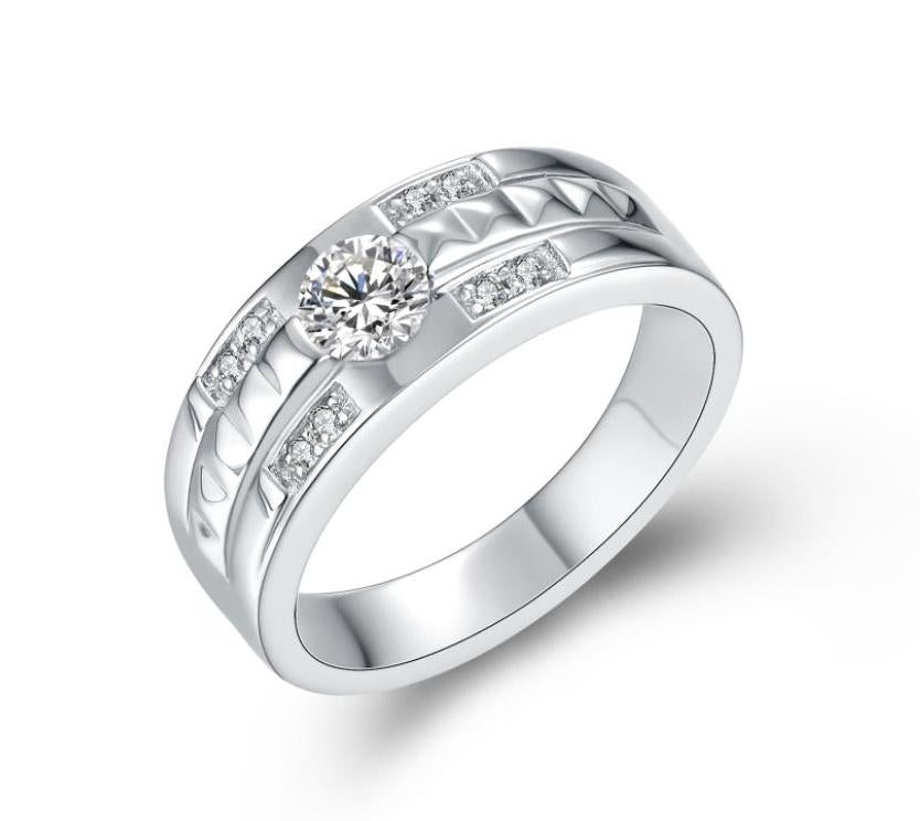S925 Round-Cut Moissanite Ring (Man Ring) 【1.2#6】