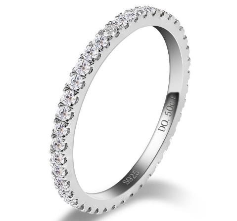 S925 Round-Cut Full Moissanite Ring Band【7#8】
