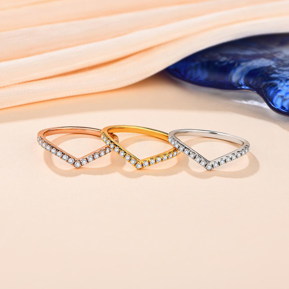 S925 Moissanite Side V Band Ring 【b1#2】