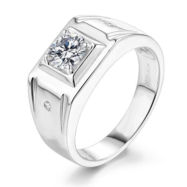 S925 Round-Cut Moissanite Ring (Man Ring) 【1.2#5】
