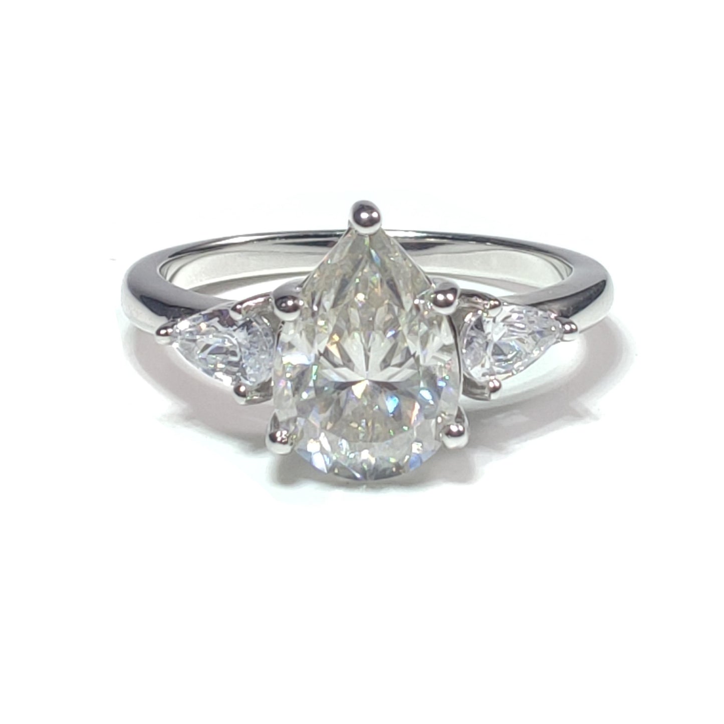 S925 Pear-Cut Moissanite Water Droplet Rings 2CT 【3#42】