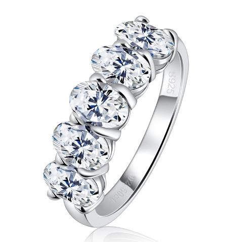 S925 Oval-Cut Moissanite Ring With 5 Gems 2.5CT【7#5】