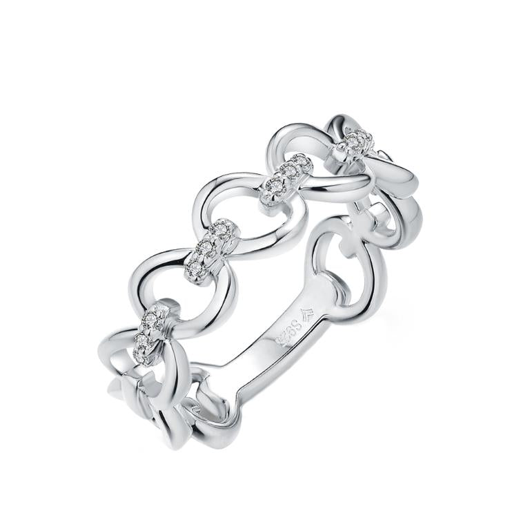 S925 Round-Cut Moissanite Ring With Chain Design 【1.2#3】