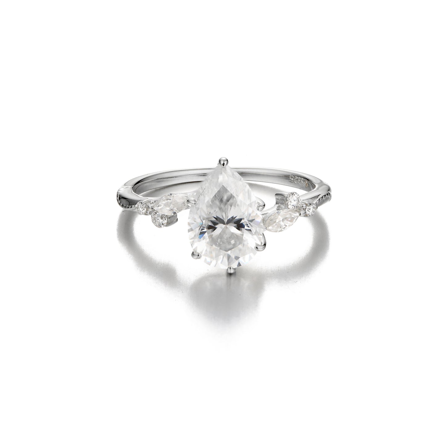 S925 Pear-Cut Moissanite Ring Gold plated 【g1#5】