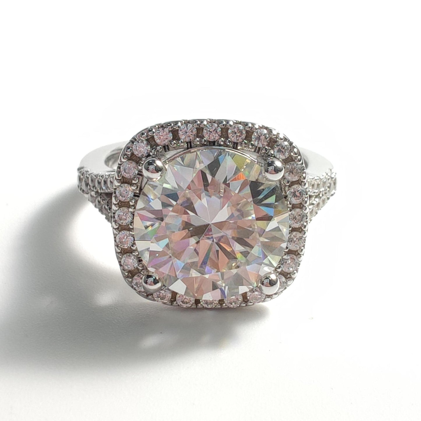 S925 Round-Cut Moissanite Plating Ring 【2#13】