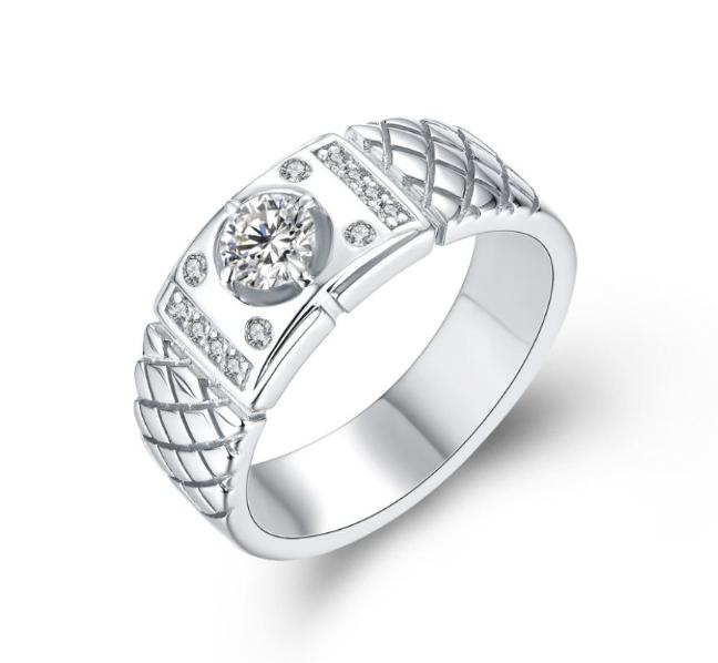 S925 Round-Cut Moissanite Ring (Man Ring) 【1.2#8】