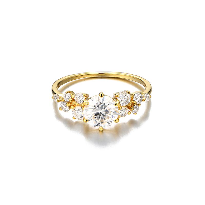 S925 Round-Cut Moissanite Ring Gold plated 【g1#1】