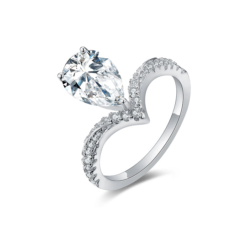 S925 Pear-Cut Moissanite Ring Gold plated 【g1#3】