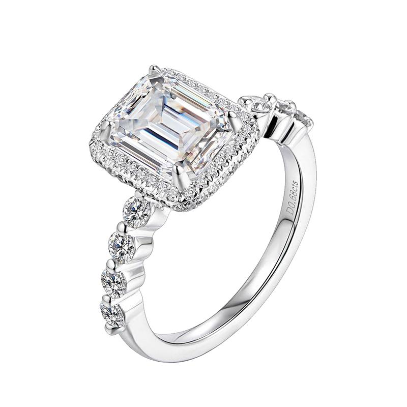 S925 Emerald-Cut Moissanite Plating Ring 【1#6】