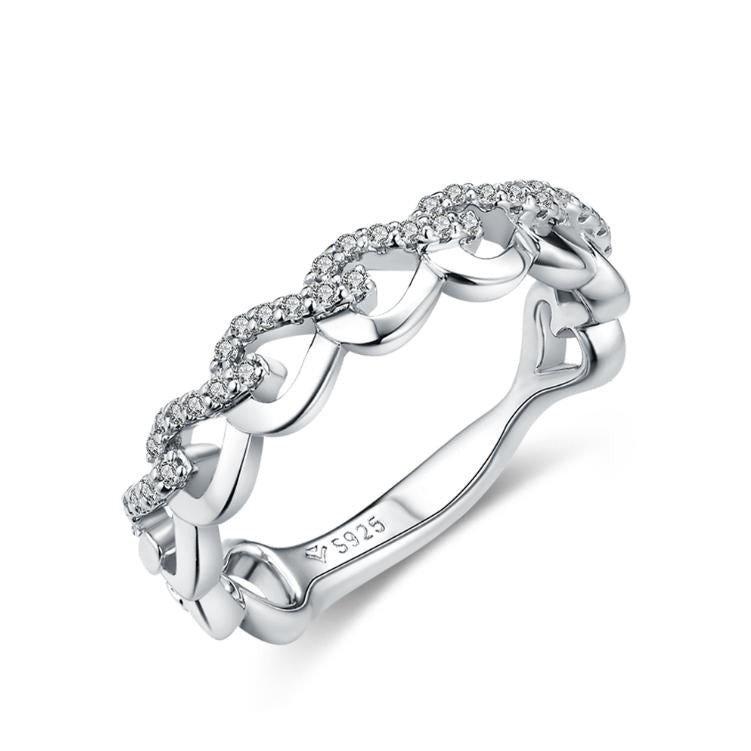 S925 Round-Cut Moissanite Ring With Chain Design 【1.2#4】