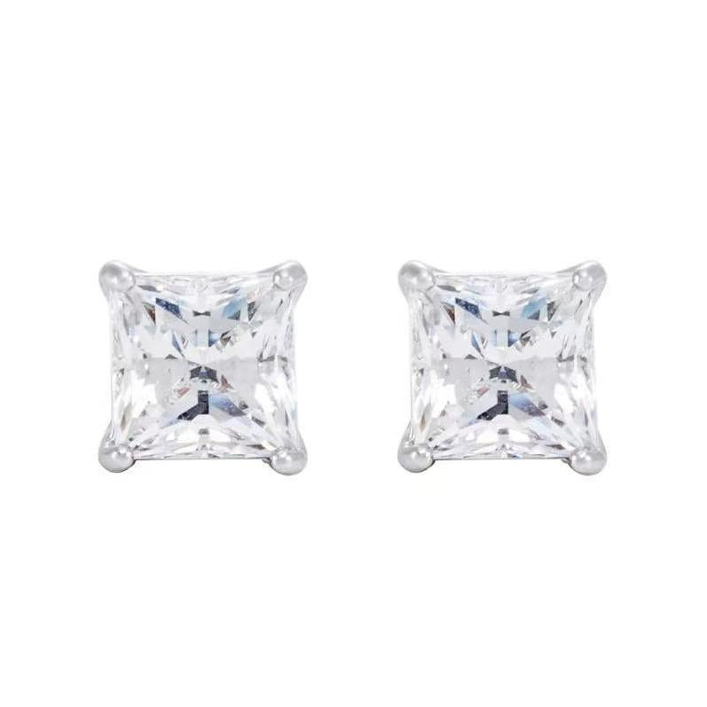 S925 Princess-Cut Moissanite Stud Earrings 0.5CT*2 & 1CT*2【3#16】