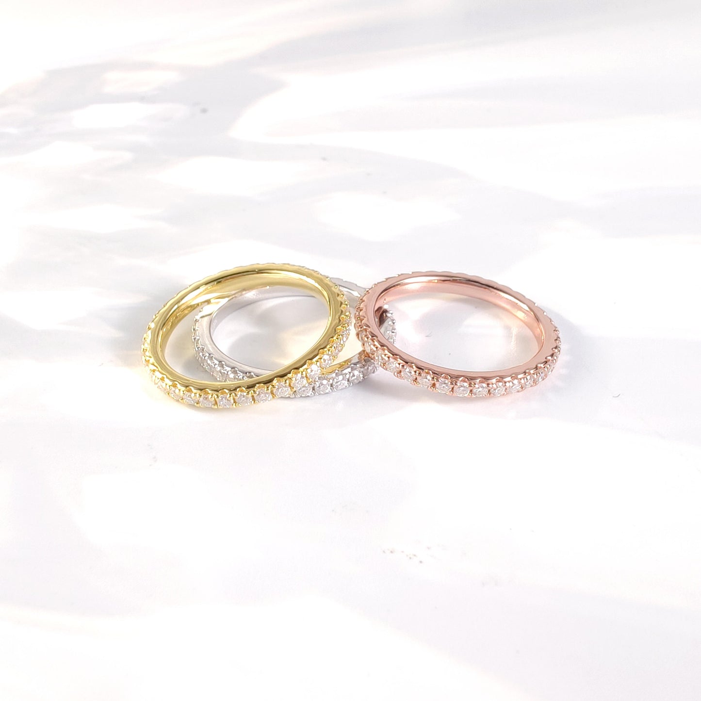 S925 Full Round Diamond Setting Moissanite Side Ring Ring Band 【b1#6】