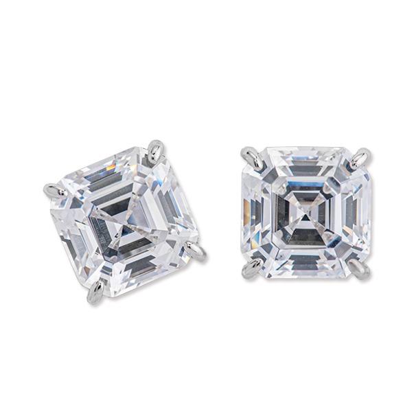 S925 Asscher-Cut Moissanite Fantasy Rock Candy Stud Earrings 1CT*2 【3#17】