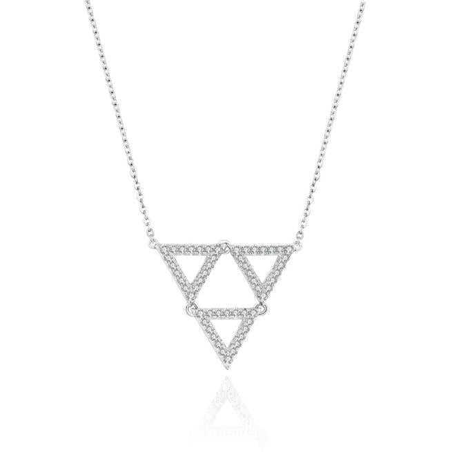 S925 Round-Cut Moissanite Nacklace With Triangle Design 【1.2#14】