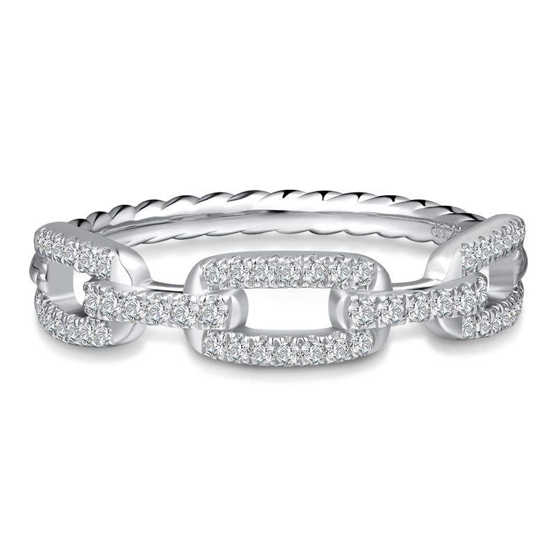 S925 Round-Cut "Herland" Full Moissanite Ring Band With Chain Design【J#8】