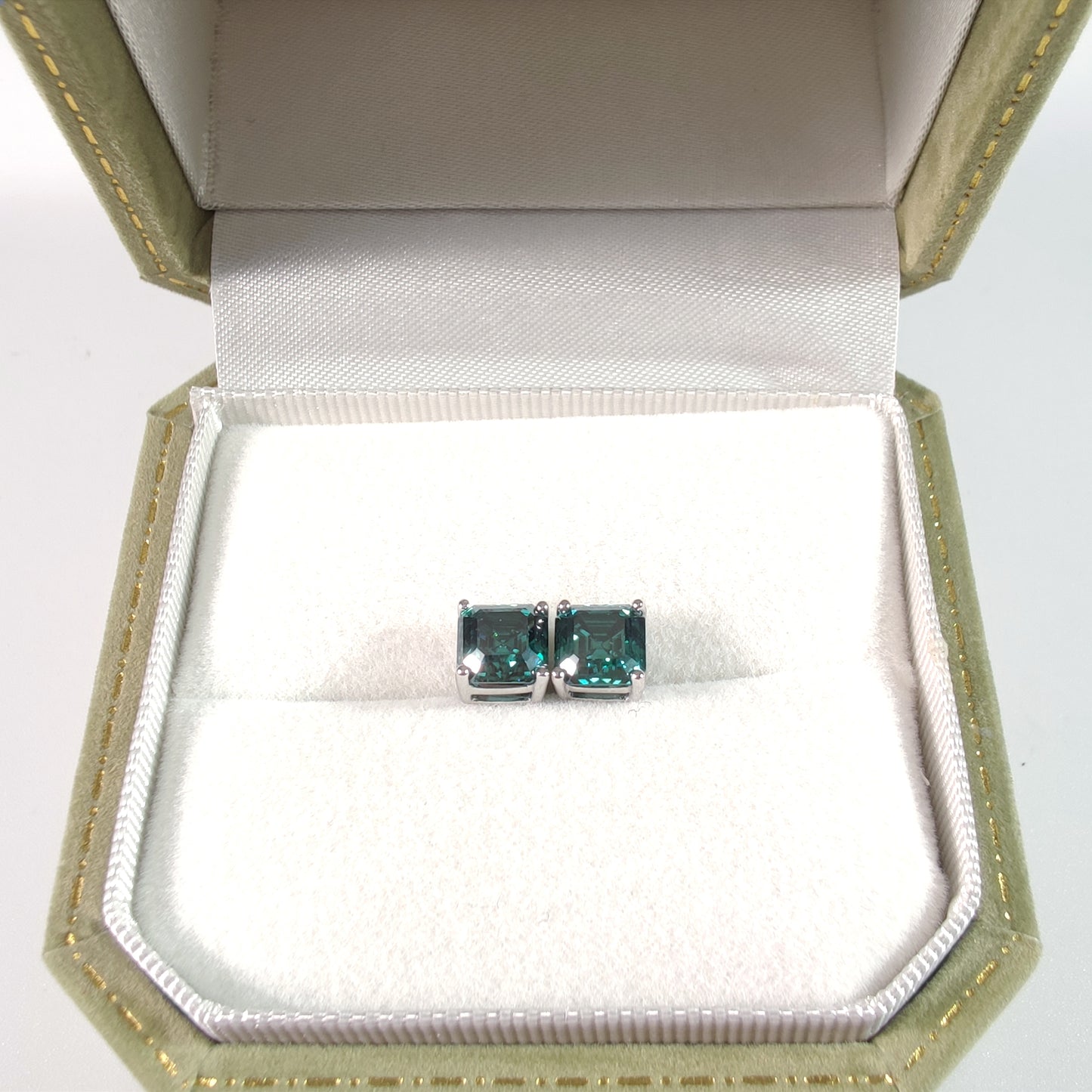 S925 Asscher-Cut Moissanite Fantasy Rock Candy Stud Earrings 1CT*2 【3#17】