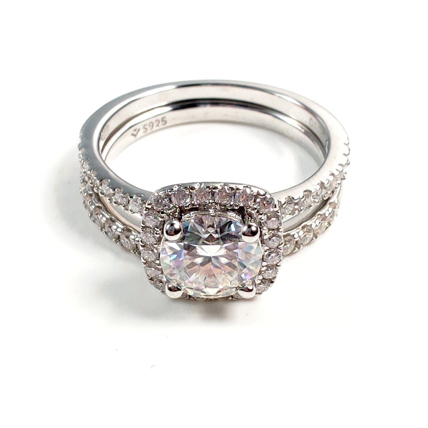 S925 Round-Cut Full Moissanite (Even Side Stones) Ring 1CT 【6#13】