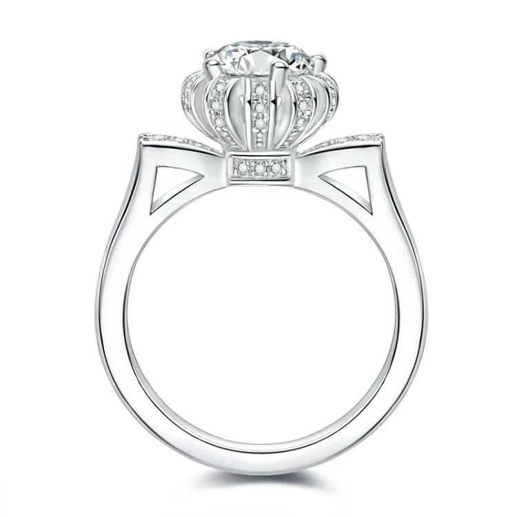 S925 Round-Cut Moissanite Ring Named"Kitty" 【2#14】