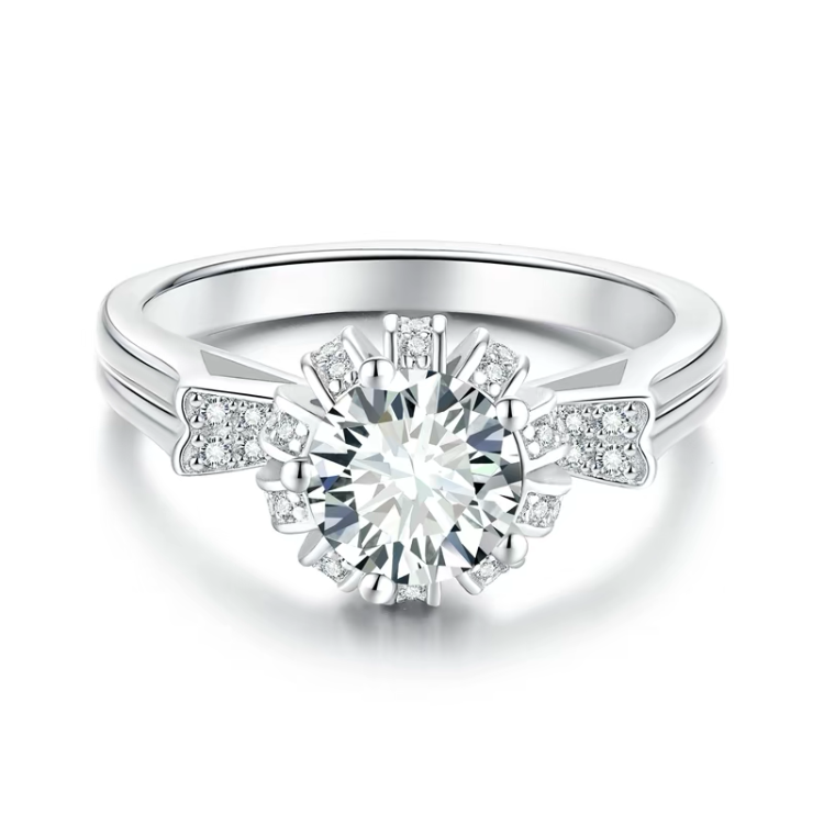 S925 Round-Cut Moissanite Ring Named"Kitty" 【2#14】