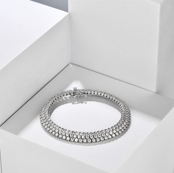 S925 Round-Cut Full Moissanite Bracelet 【1.4#14】