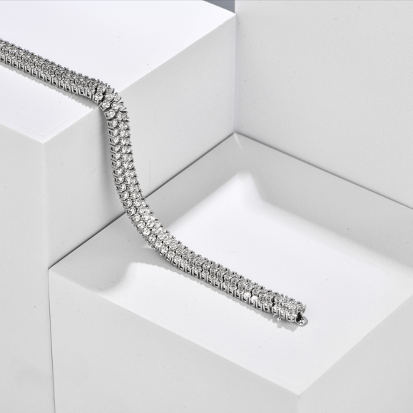 S925 Round-Cut Full Moissanite Bracelet 【1.4#14】
