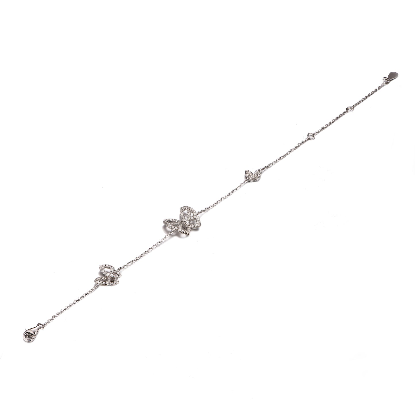S925 Round-Cut Moissanite Bracelet With Butterfly Design 【1.2#19】