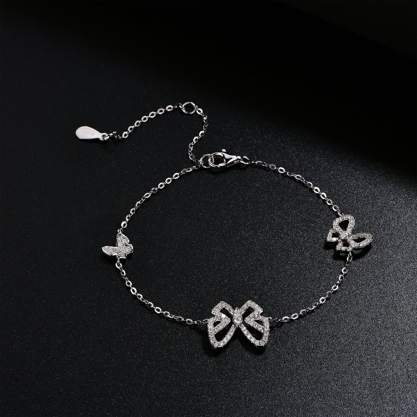 S925 Round-Cut Moissanite Bracelet With Butterfly Design 【1.2#19】