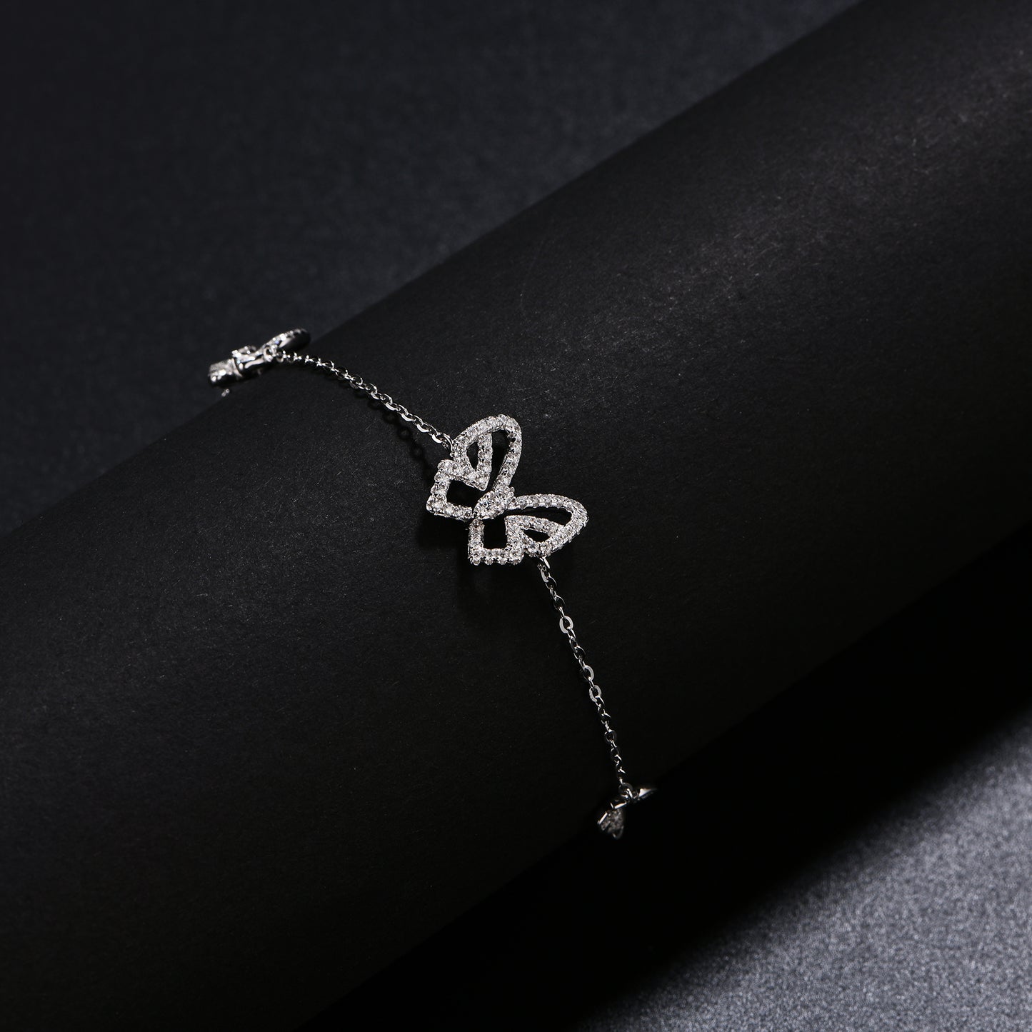 S925 Round-Cut Moissanite Bracelet With Butterfly Design 【1.2#19】