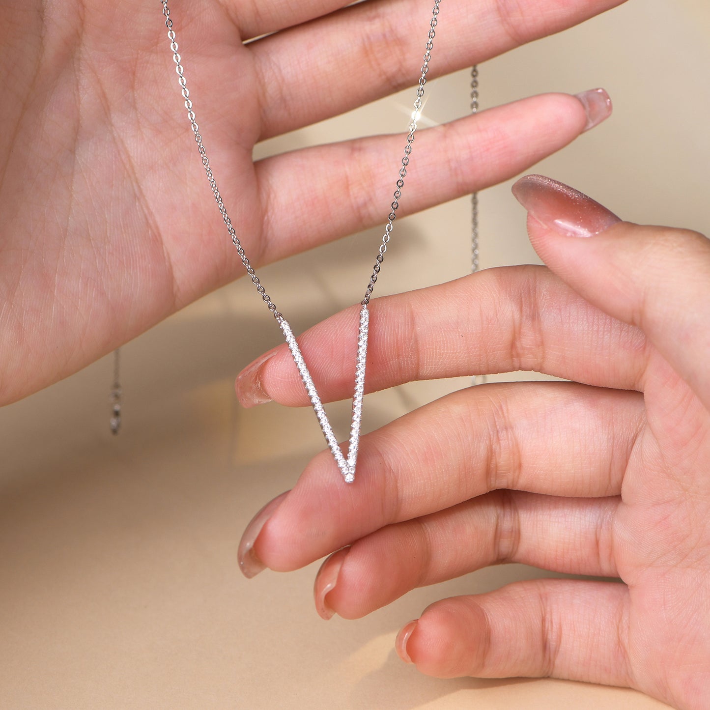 S925 Moissanite Plating V-shaped Necklace 【N1#2】