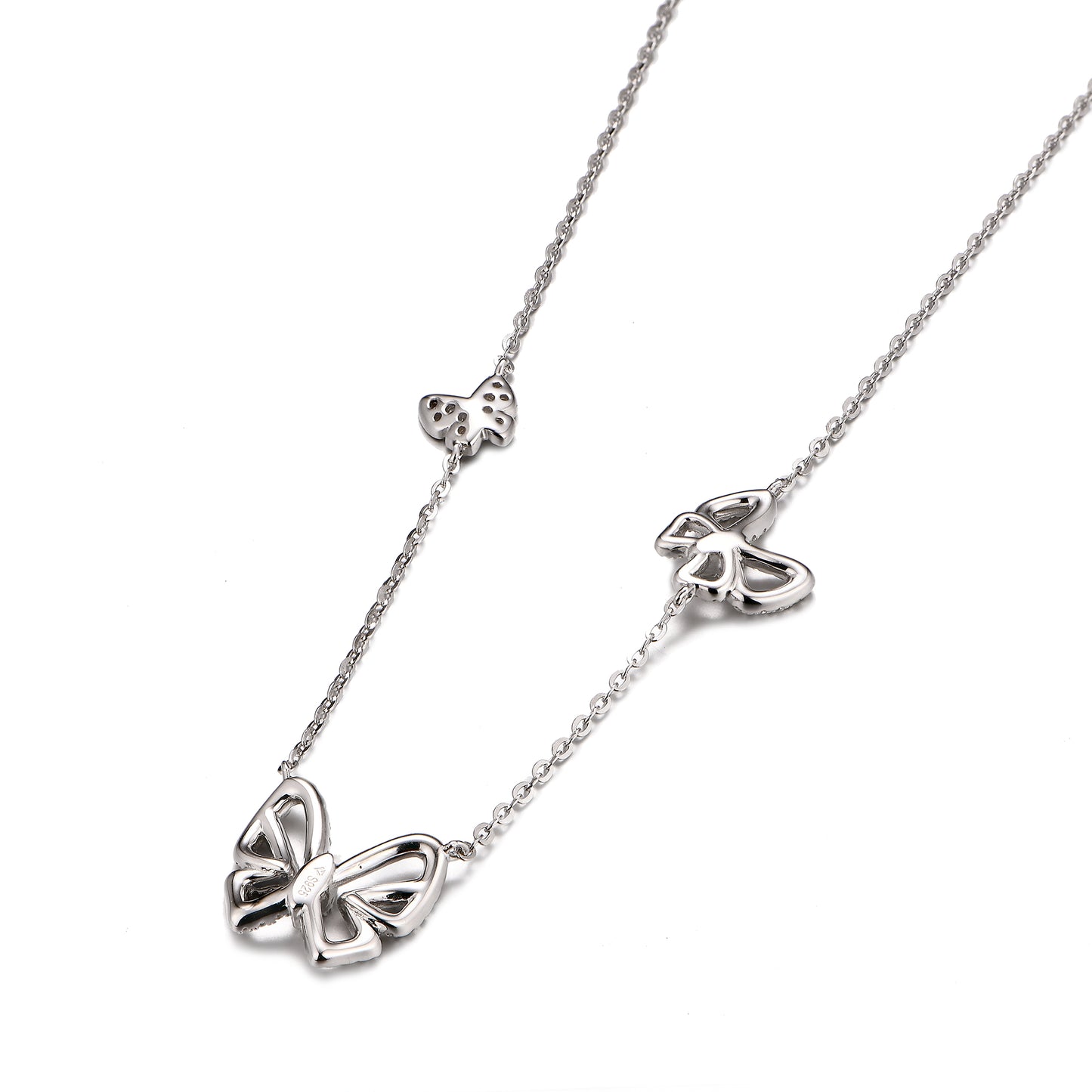 S925 Round-Cut Moissanite Necklace With Butterfly Design 【1.2#20】