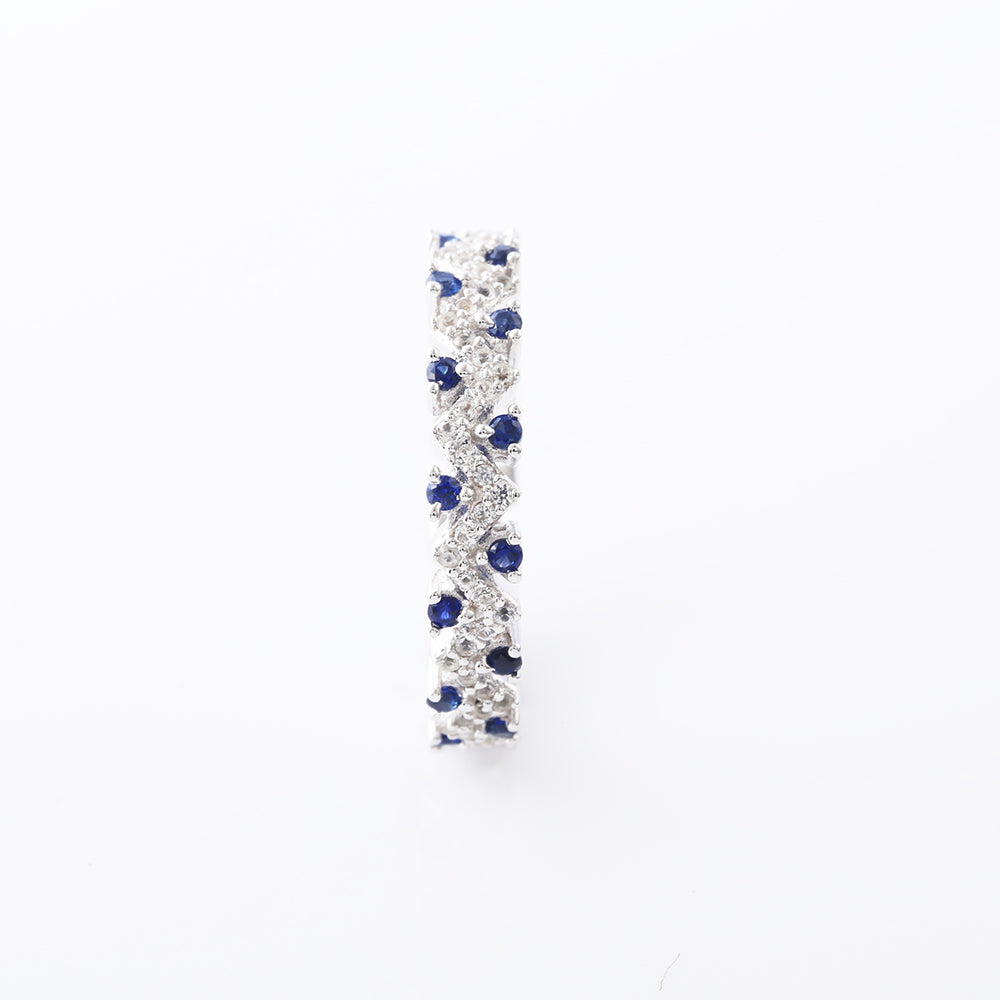 S925 Round-Cut Lab Created Sapphire Ring 【1.3#27】