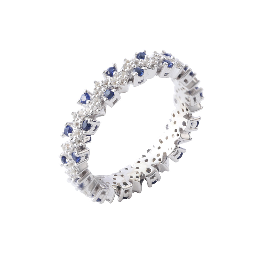 S925 Round-Cut Lab Created Sapphire Ring 【1.3#27】