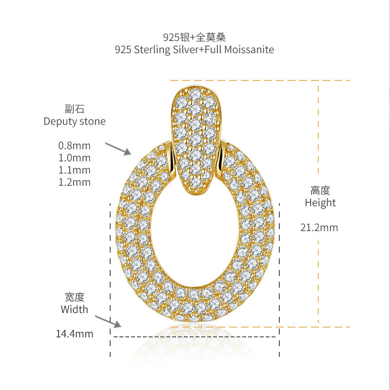 S925 Round-Cut Full Moissanite Earrings【6.2#20】