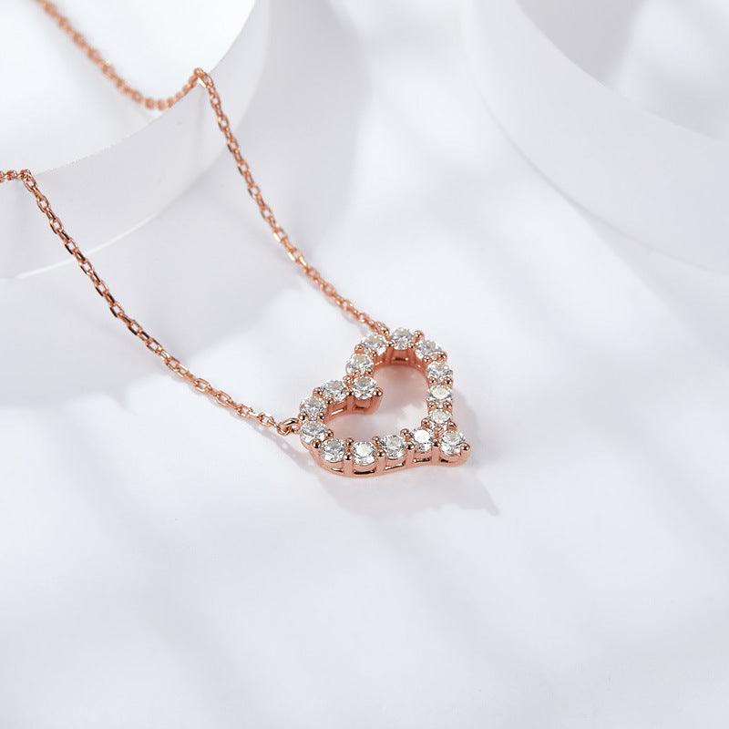 S925 Round-Cut Moissanite Neckalce Heart Style【6.2#63】
