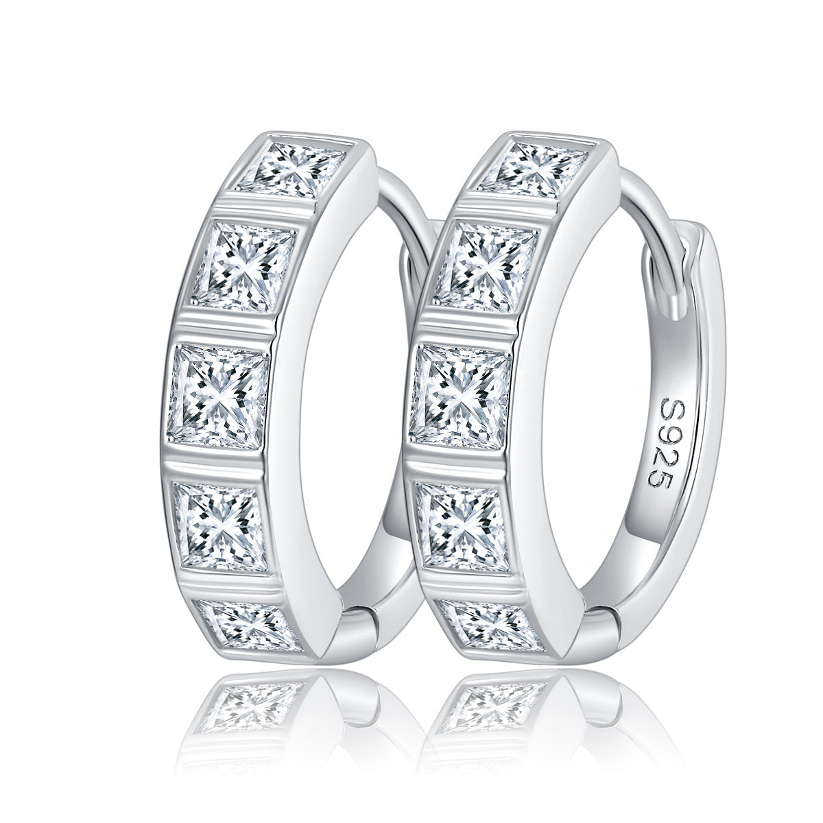 S925 Princess-Cut Moissanite Earring【6.2#166】