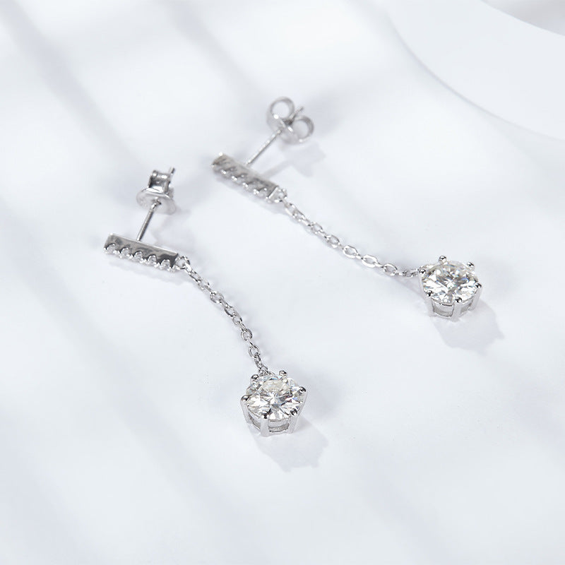S925 Round-Cut Moissanite Earring【6.2#173】